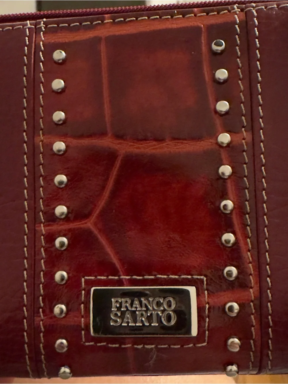 Franco Sarto Womens Leather Large Pockets,ID,Cards Holder, Coin Studded